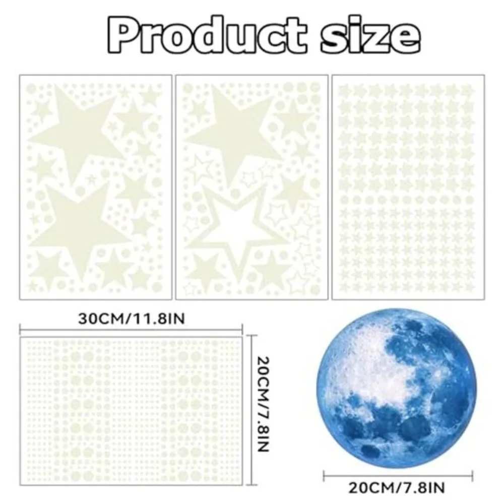Glow in Dark Stars and Moon Wall Decals Kids Nursery Bedroom Ceiling Decor
